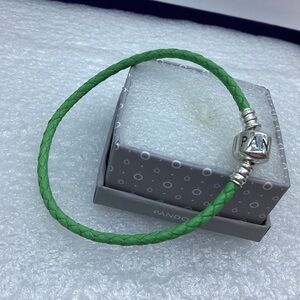 Pandora,” 19CM Single Light Green Braided Leather Round Clasp  “ 19CM/7.5 Inches